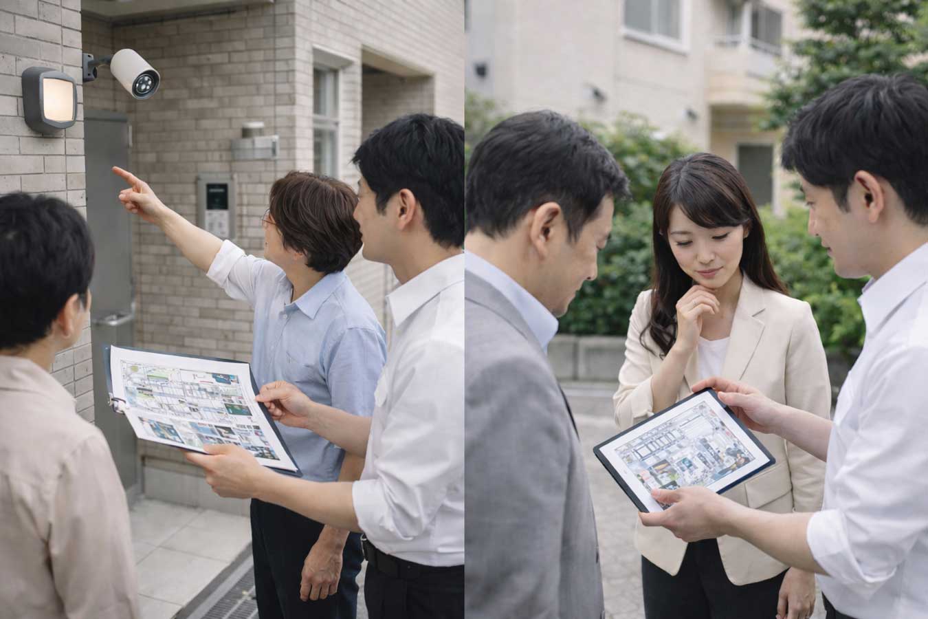 図面・現場・設備を見ながら総合的に検討しているイメージ